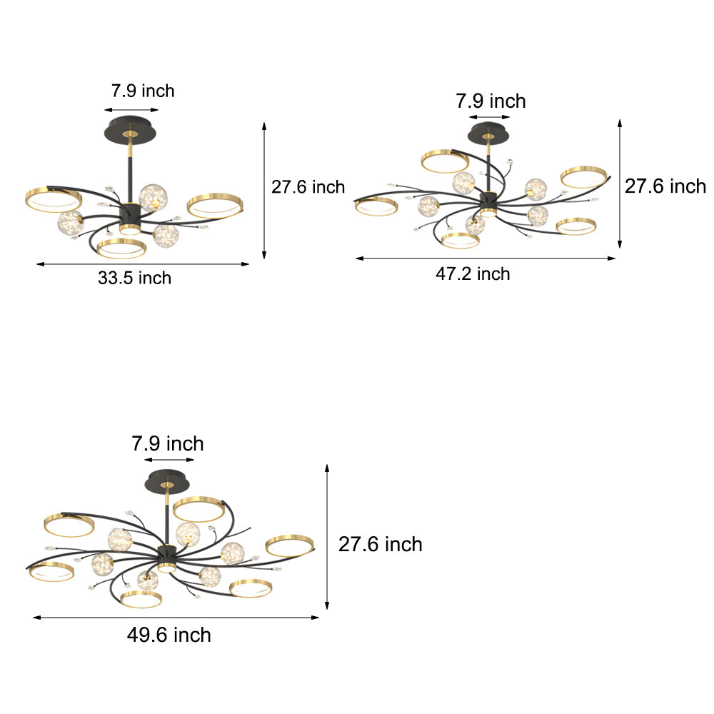Modern Crystal Flower Branch Flush Mount Ceiling Chandelier with 3 Step Dimming