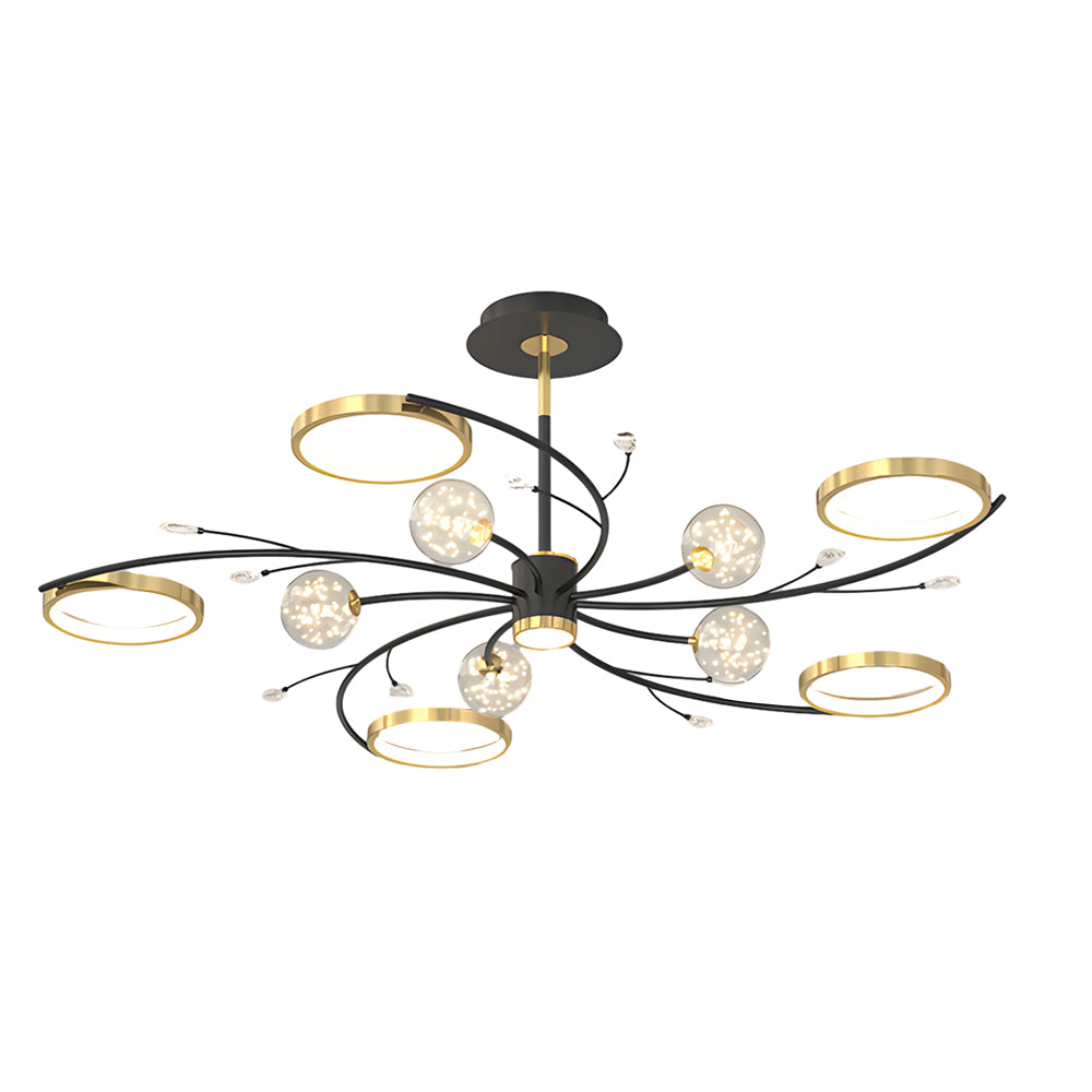 Modern Crystal Flower Branch Flush Mount Ceiling Chandelier with 3 Step Dimming