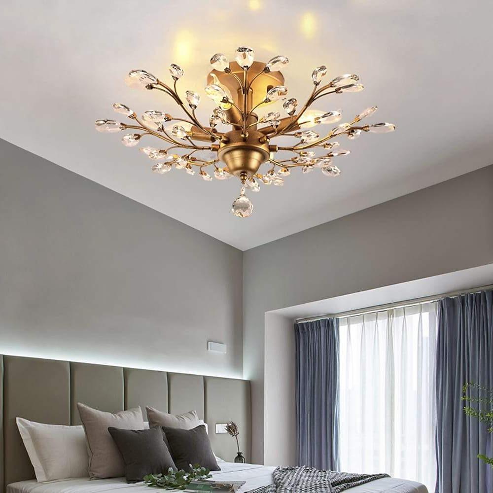 Modern Crystal Flower Chandelier Firework Ceiling Light for Living Room Dining
