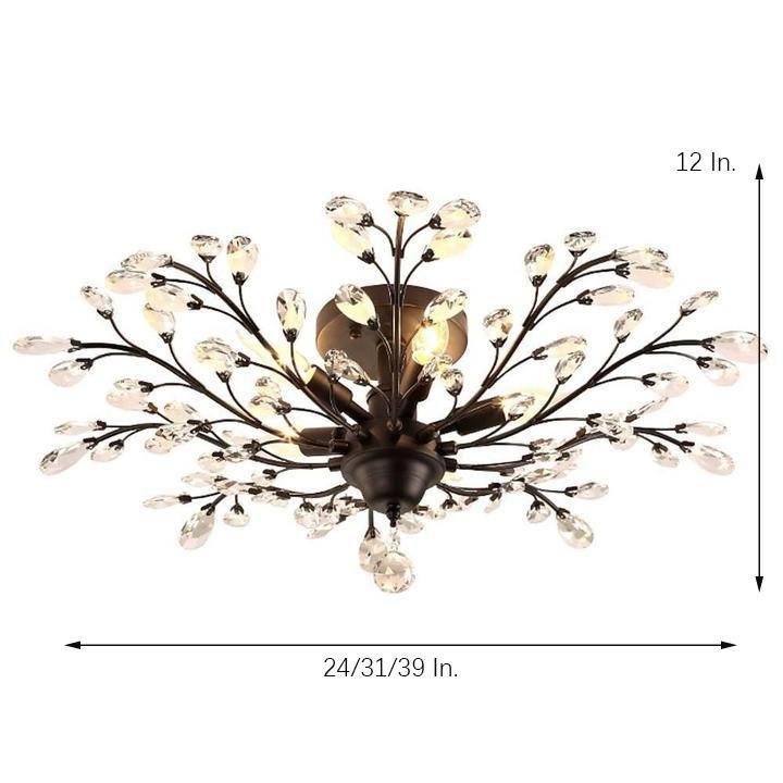Modern Crystal Flower Chandelier Firework Ceiling Light for Living Room Dining