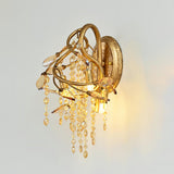 Modern Crystal Glass Bead Wall Sconce Autumn Twilight Elegant Antique Gold Finish