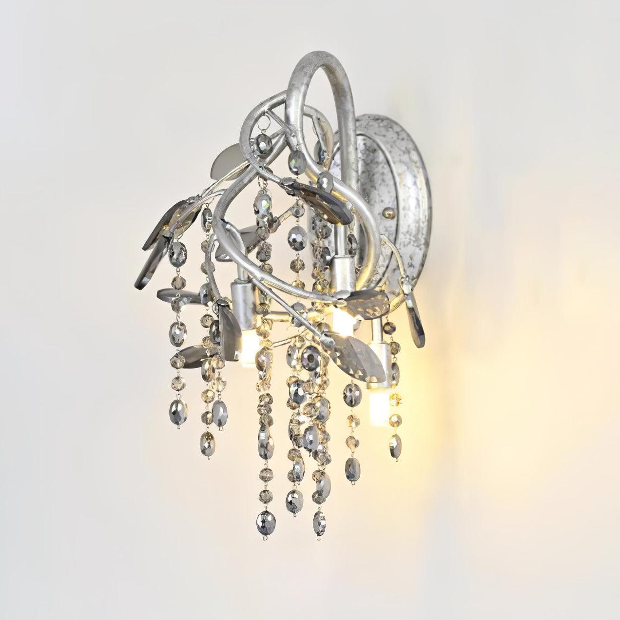 Modern Crystal Glass Bead Wall Sconce Autumn Twilight Elegant Antique Gold Finish