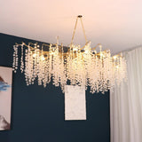 Modern Crystal Glass Branch Chandelier for Dining Room and High Ceiling Foyers