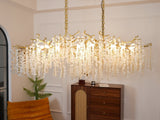 Modern Crystal Glass Branch Chandelier for Dining Room and High Ceiling Foyers
