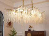 Modern Crystal Glass Branch Chandelier for Dining Room and High Ceiling Foyers