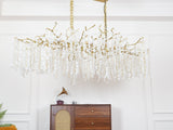 Modern Crystal Glass Branch Chandelier for Dining Room and High Ceiling Foyers