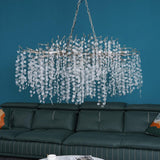 Modern Crystal Glass Branch Chandelier for Dining Room and High Ceiling Foyers