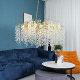 Modern Crystal Glass Branch Chandelier for Dining Room and High Ceiling Foyers