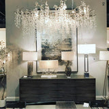 Modern Crystal Glass Branch Chandelier for Dining Room and High Ceiling Foyers