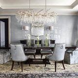 Modern Crystal Glass Branch Chandelier for Dining Room and High Ceiling Foyers