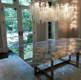 Modern Crystal Glass Branch Chandelier for Dining Room and High Ceiling Foyers