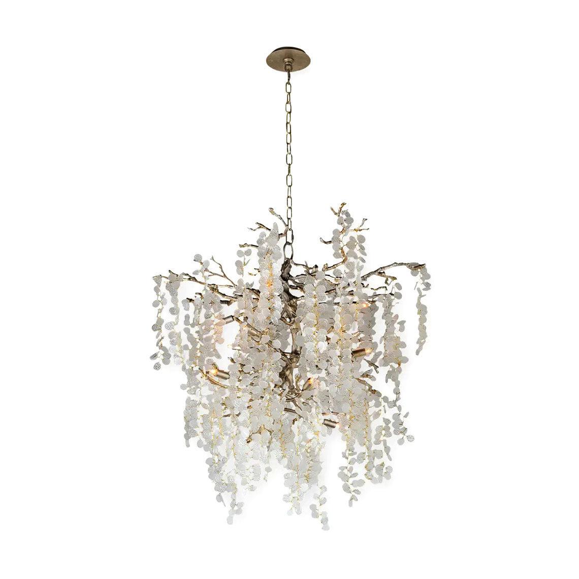 Modern Crystal Glass Branch Chandelier for Dining Room and High Ceiling Foyers