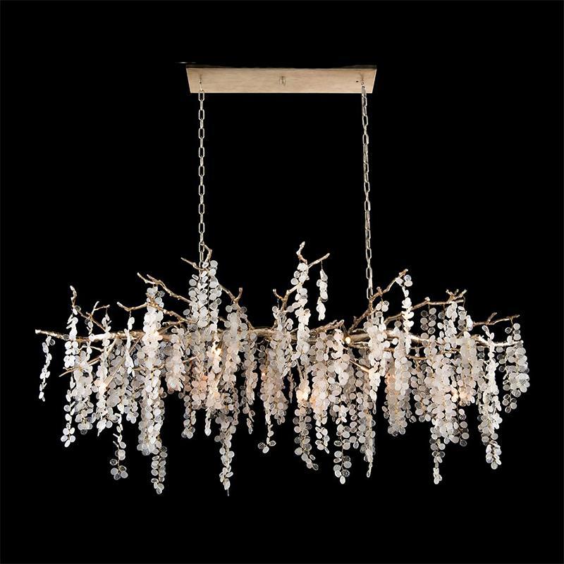 Modern Crystal Glass Branch Chandelier for Dining Room and High Ceiling Foyers