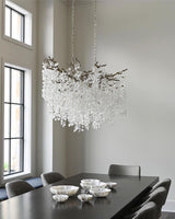 Modern Crystal Glass Branch Chandelier for Dining Room and High Ceiling Foyers