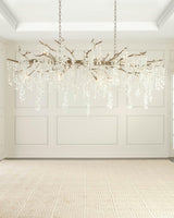 Modern Crystal Glass Branch Chandelier for Dining Room and High Ceiling Foyers