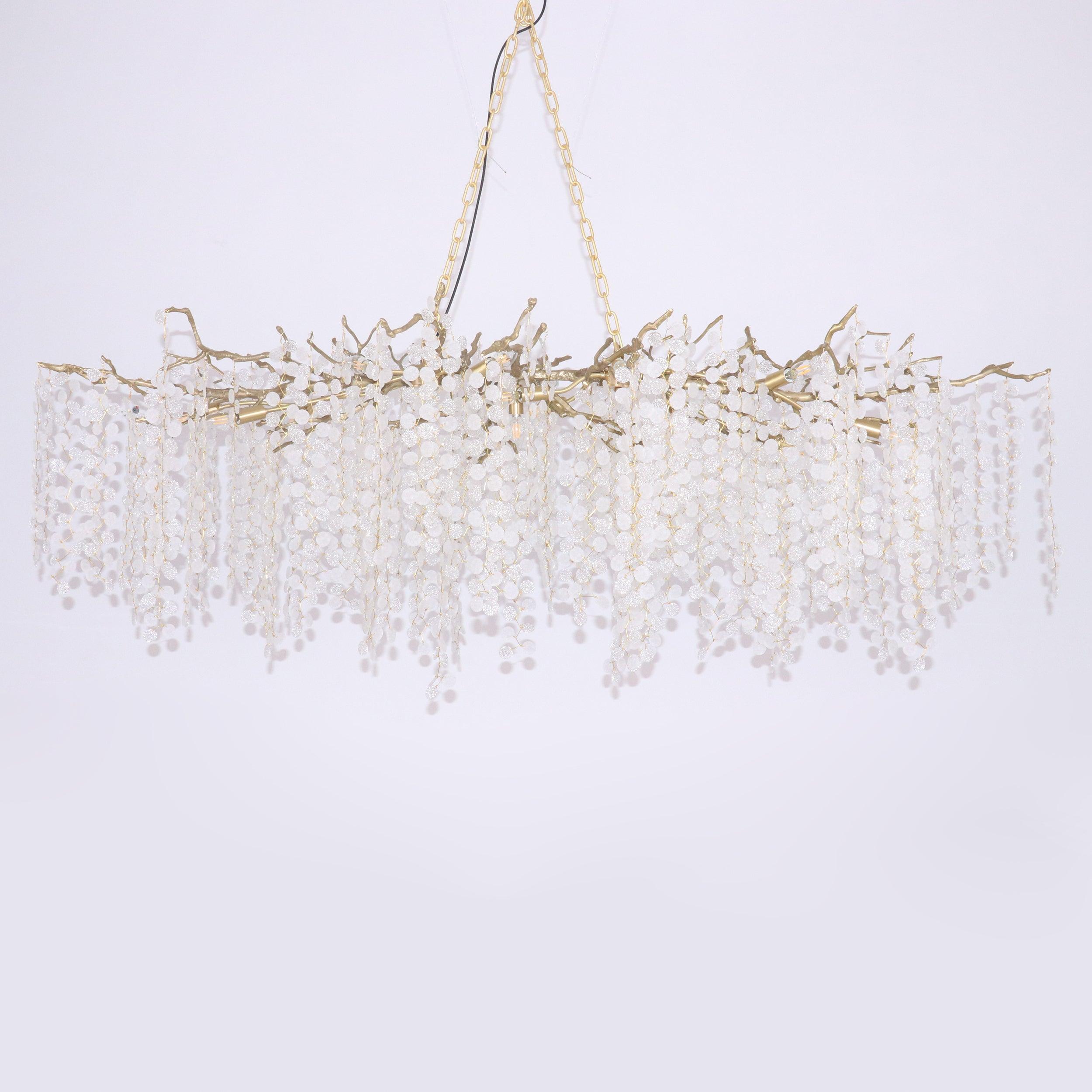 Modern Crystal Glass Branch Chandelier for Dining Room and High Ceiling Foyers