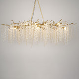 Modern Crystal Glass Branch Chandelier for Dining Room and High Ceiling Foyers