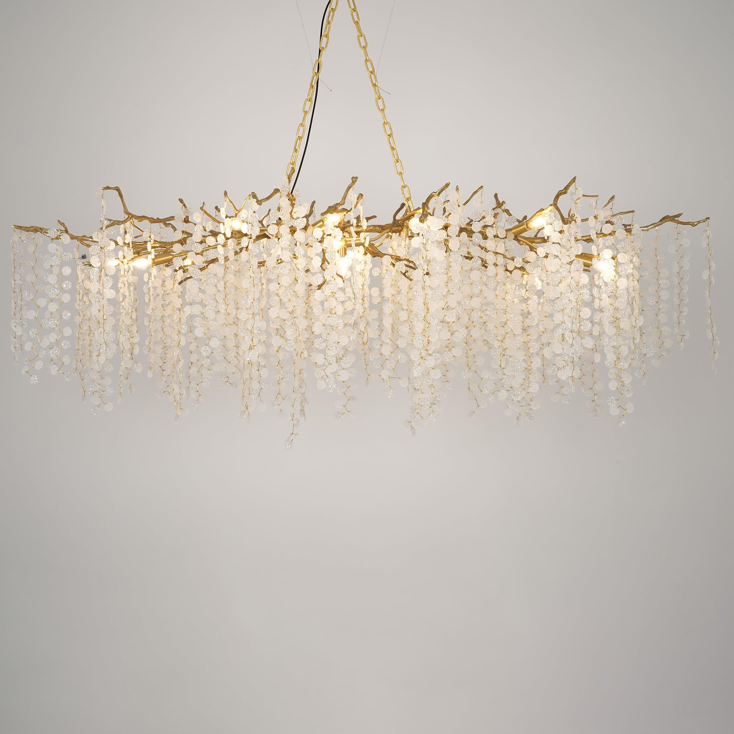 Modern Crystal Glass Branch Chandelier for Dining Room and High Ceiling Foyers