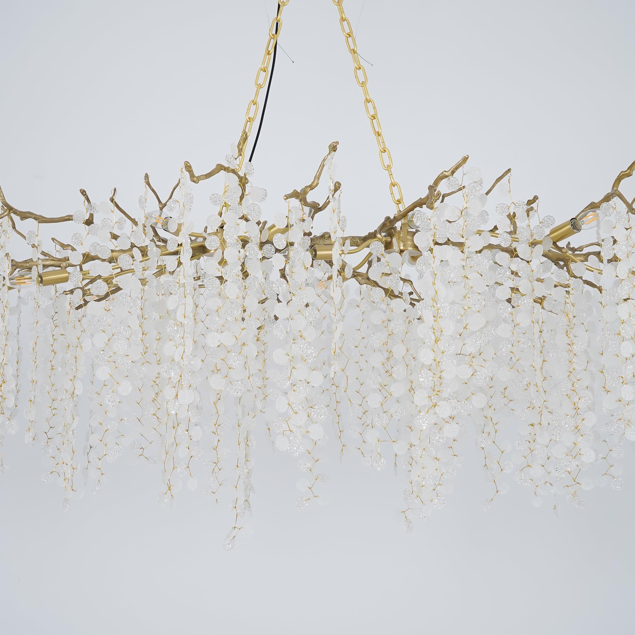 Modern Crystal Glass Branch Chandelier for Dining Room and High Ceiling Foyers
