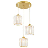 Modern Crystal Lantern Chandelier 3 Light LED Island Pendant Ceiling Lamp for Kitchen and Dining Room