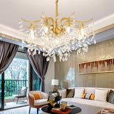 Modern Crystal LED Chandelier Metal Hanging Pendant Light for Living Dining Room and Kitchen