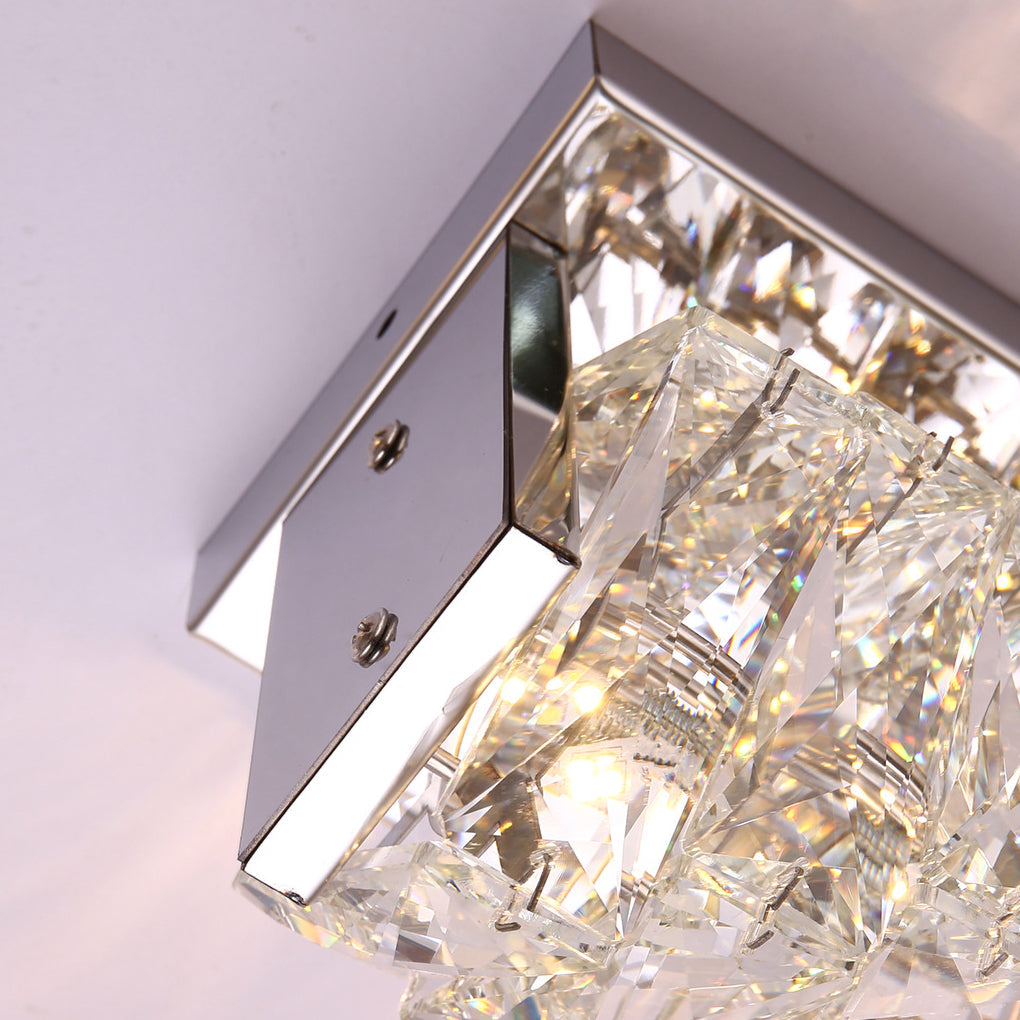 Modern Crystal LED Wall Sconce with 3 Color Dimming Stainless Steel Luxury Wall Lamp for Bedroom Hallway