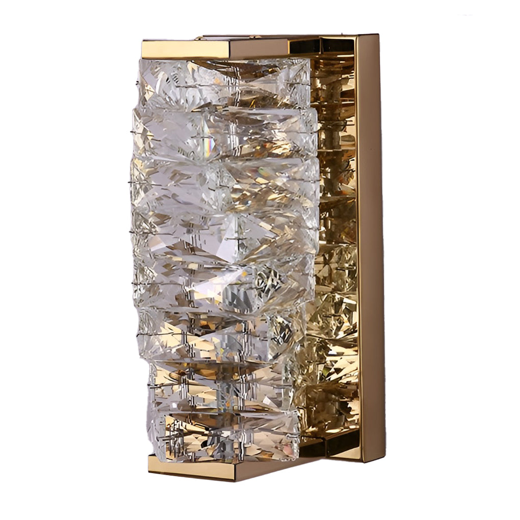 Modern Crystal LED Wall Sconce with 3 Color Dimming Stainless Steel Luxury Wall Lamp for Bedroom Hallway