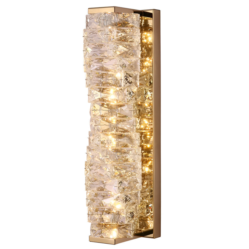 Modern Crystal LED Wall Sconce with 3 Color Dimming Stainless Steel Luxury Wall Lamp for Bedroom Hallway