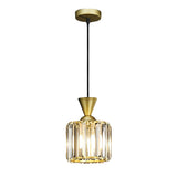 Modern Crystal Pendant Light with 3 Step Dimming Adjustable Hanging Lamp in Black and Gold