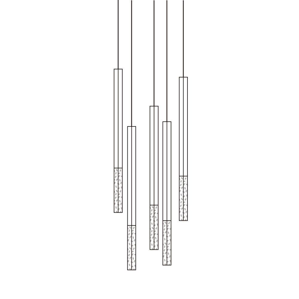 Modern Crystal Plumage LED Pendant Light Vertical Brass Suspension Hanging Lamp