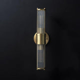 Modern Crystal Rod Cylinder Wall Sconce Brass Indoor Lighting for Living Room and Vanity