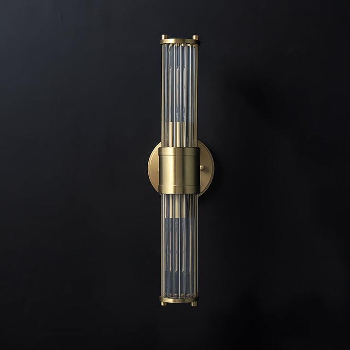 Modern Crystal Rod Cylinder Wall Sconce Brass Indoor Lighting for Living Room and Vanity