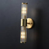 Modern Crystal Rod Cylinder Wall Sconce Brass Indoor Lighting for Living Room and Vanity