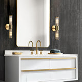 Modern Crystal Rod Cylinder Wall Sconce Brass Indoor Lighting for Living Room and Vanity