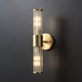 Modern Crystal Rod Cylinder Wall Sconce Brass Indoor Lighting for Living Room and Vanity