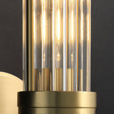Modern Crystal Rod Cylinder Wall Sconce Brass Indoor Lighting for Living Room and Vanity