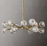 Modern Crystal Sphere Cluster Chandelier Round Brass Pendant Light for Dining Room