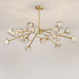 Modern Crystal Sphere Cluster Chandelier Round Brass Pendant Light for Dining Room