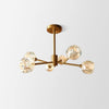 Modern Crystal Sphere Cluster Chandelier Round Brass Pendant Light for Dining Room