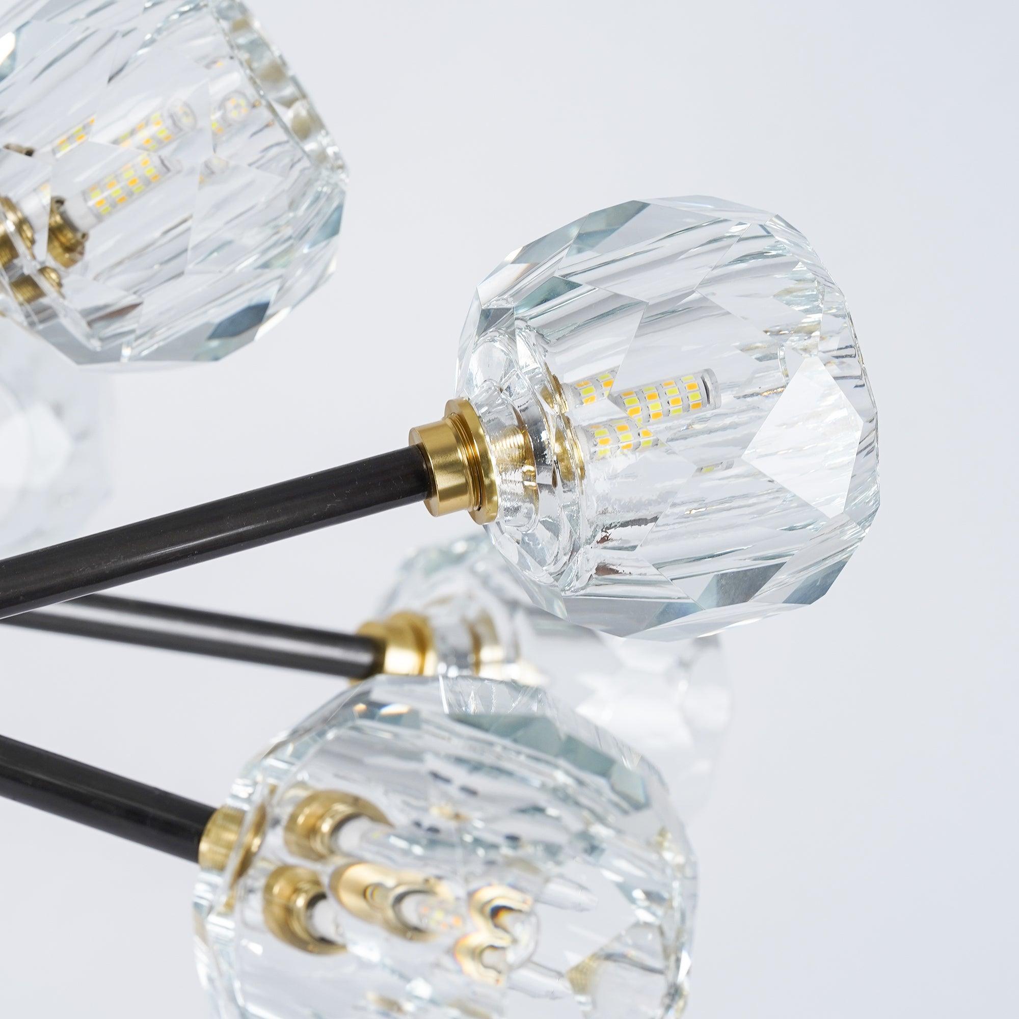 Modern Crystal Sphere Cluster Chandelier Round Brass Pendant Light for Dining Room