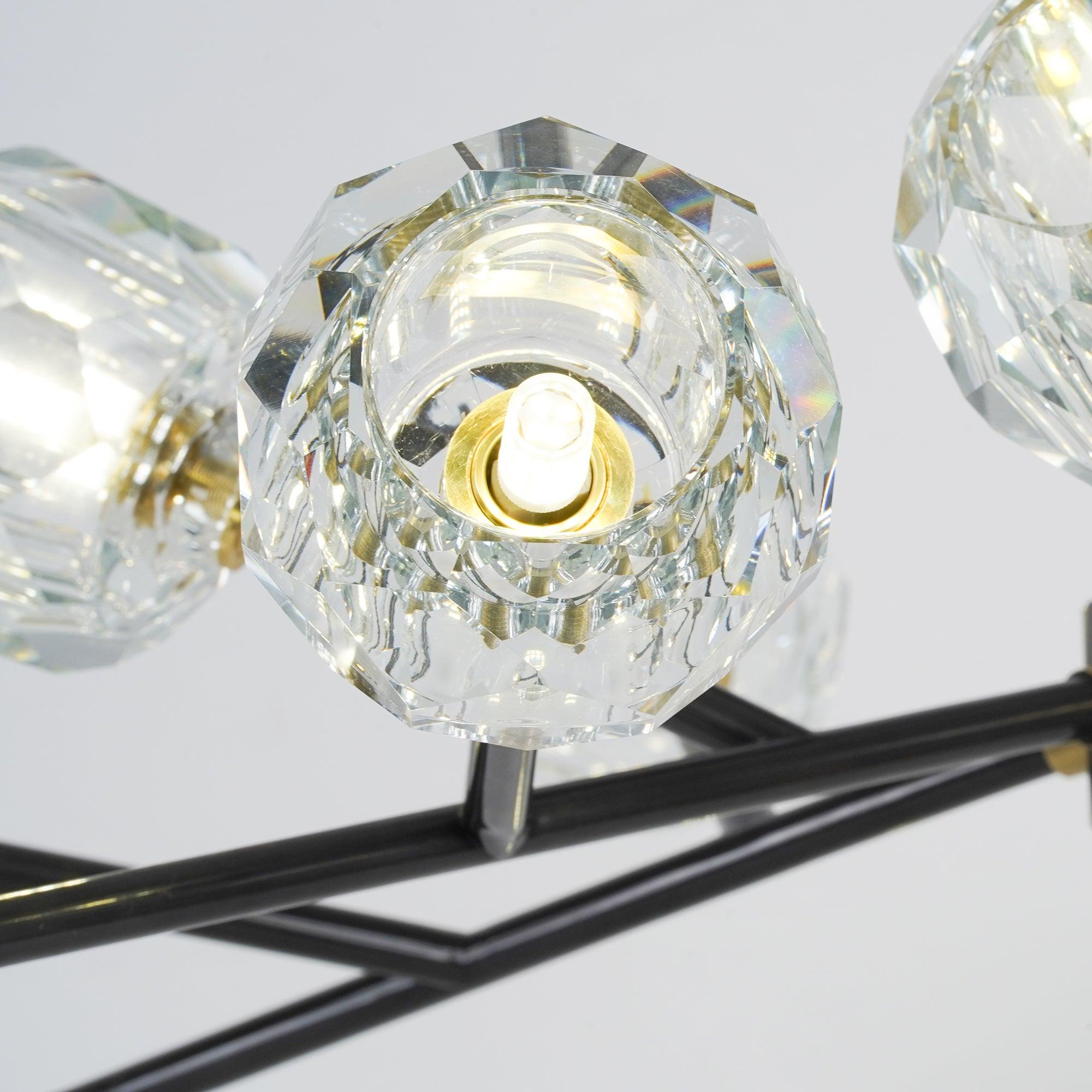 Modern Crystal Sphere Cluster Chandelier Round Brass Pendant Light for Dining Room