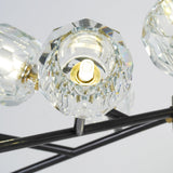 Modern Crystal Sphere Cluster Chandelier Round Brass Pendant Light for Dining Room