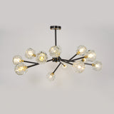 Modern Crystal Sphere Cluster Chandelier Round Brass Pendant Light for Dining Room
