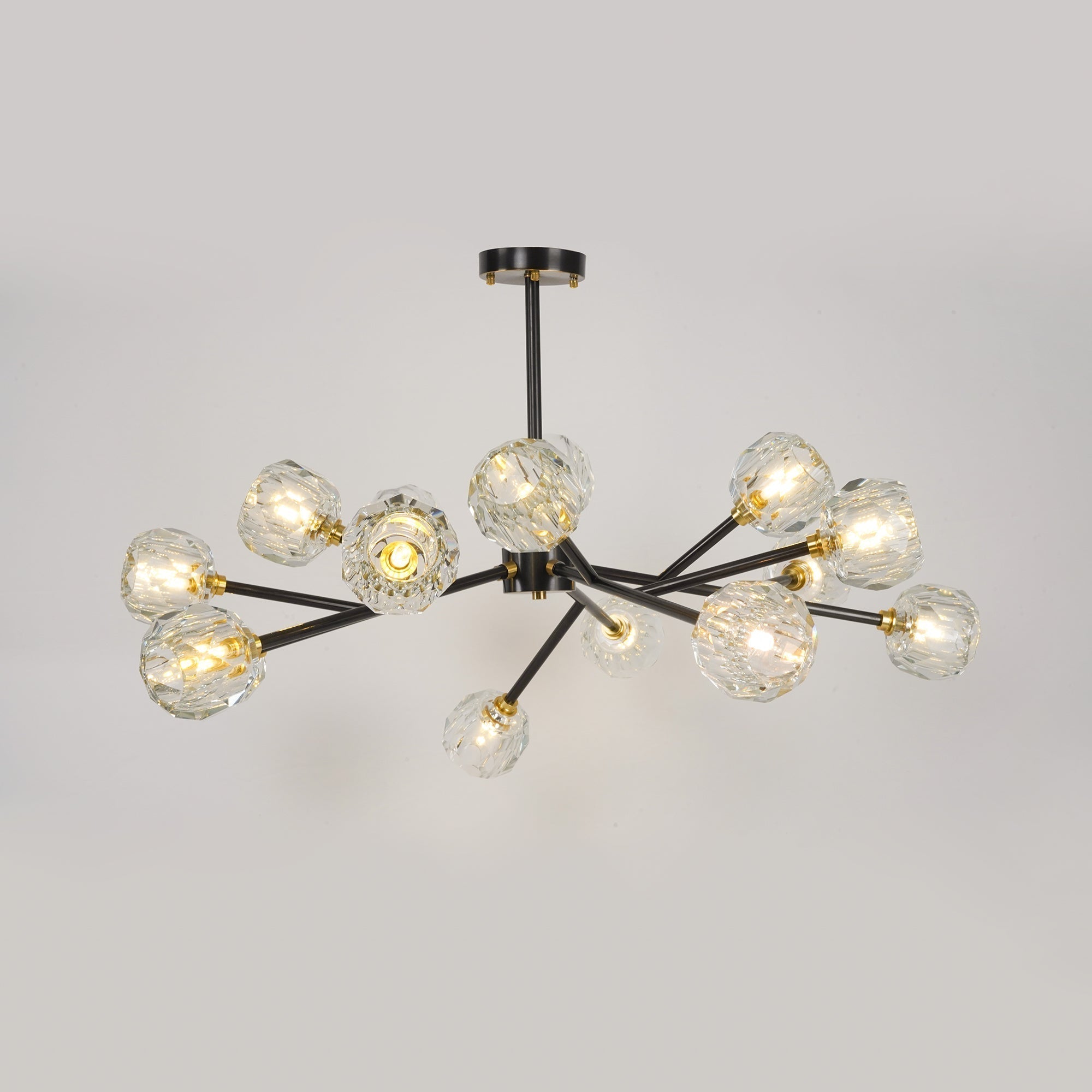 Modern Crystal Sphere Cluster Chandelier Round Brass Pendant Light for Dining Room