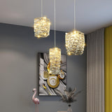Modern Crystal Tube Pendant Light Silver Finish LED Hanging Lamp for Luxury Interior Decor
