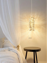 Modern Crystal Tube Pendant Light Silver Finish LED Hanging Lamp for Luxury Interior Decor
