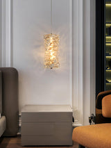 Modern Crystal Tube Pendant Light Silver Finish LED Hanging Lamp for Luxury Interior Decor