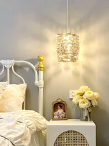 Modern Crystal Tube Pendant Light Silver Finish LED Hanging Lamp for Luxury Interior Decor