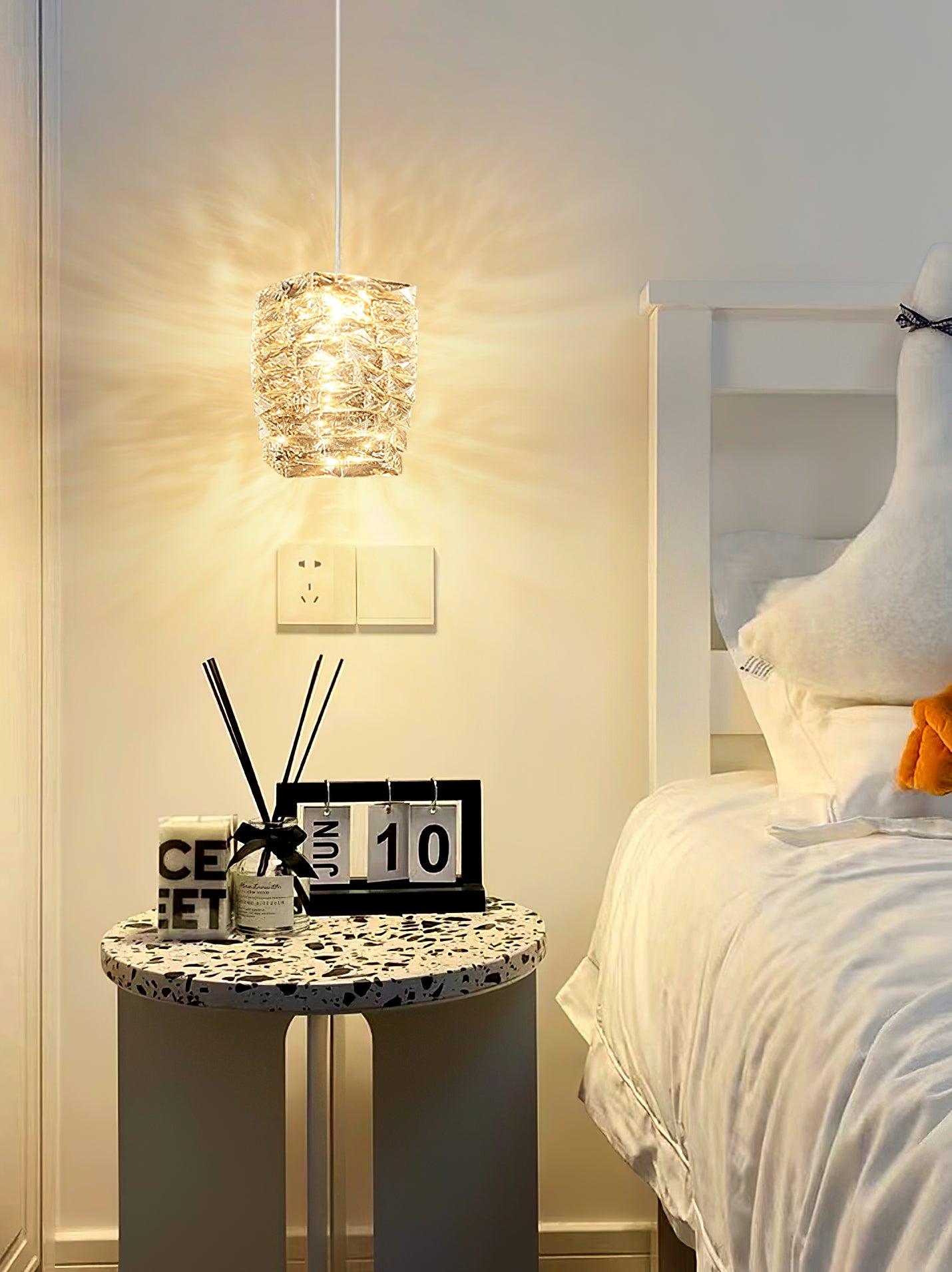 Modern Crystal Tube Pendant Light Silver Finish LED Hanging Lamp for Luxury Interior Decor