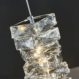 Modern Crystal Tube Pendant Light Silver Finish LED Hanging Lamp for Luxury Interior Decor